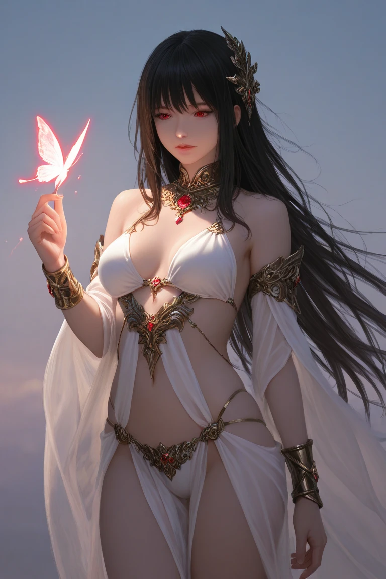 long sleeves, off shoulder bra navel layered skirt butterfly hair ornament graceful dance movements , Long legs , Calf((Flowing long hair))Official Art , Unity8k Wallpaper , Extremely detailed , Visible cleavage, Pretty and beautiful , Sexy long legs, masterpiece , best quality ,Practical, Very detailed illustrations ,Extremely detailed , Intricate details , Extremely complex and detailed , Very detailed 8KCG wallpaper , Caustics .reflection , Ray Tracing , Devil Theme ,nebula ,Dark aura, Network Effects , (1 Girl)Solitary , 小蓝Butterfly , Dozens of monarch butterflies around , (Blue plasma flame , (insect , Butterfly)) 圣光Butterfly天使 , Butterfly翅膀 , Pastel tones in Rococo style ,Light white and light dark red , Incredibly beautiful , Cherry blossoms , Surrealism ,painting , Ethereal , Mixing reality and fantasy elements ,Ray Tracing , Complex patterns , Delicate lines , Perfect your hands, Starry Sky , rich and colorful , Star