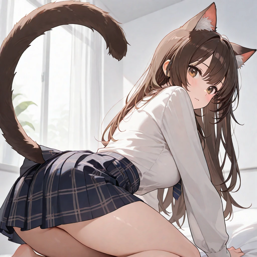 whole body,(back view, kneeling:1.3),(looking back:1.3,looking at viewer),(faketail, anal tail:1.5, cat tail, anal object insertion:1.5),Mikan Yuuki, (8-year-old),(brown eyes:1.5), brown hair, hair ornament, hair scrunchie, long hair, pink scrunchie, scrunchie, (flat chest:1.2),(glossy skin:1.4),
BREAK scrunchie,(bottomless:1.5),
BREAK 夏、sunlight、garden,fear、tears、(clenched teeth),(anger:1.3)、(tears:1.3),blush、blush,close ~ eye,blush,White skin,shy,Sweat,(pussy juice:1.3),(bottomless:1.2), BREAK  (masterpiece:1.2), best quality, high resolution, unity 8k wallpaper, (beautiful detailed eyes:1.6), extremely detailed face, perfect lighting, extremely detailed CG, (perfect hands, perfect anatomy),