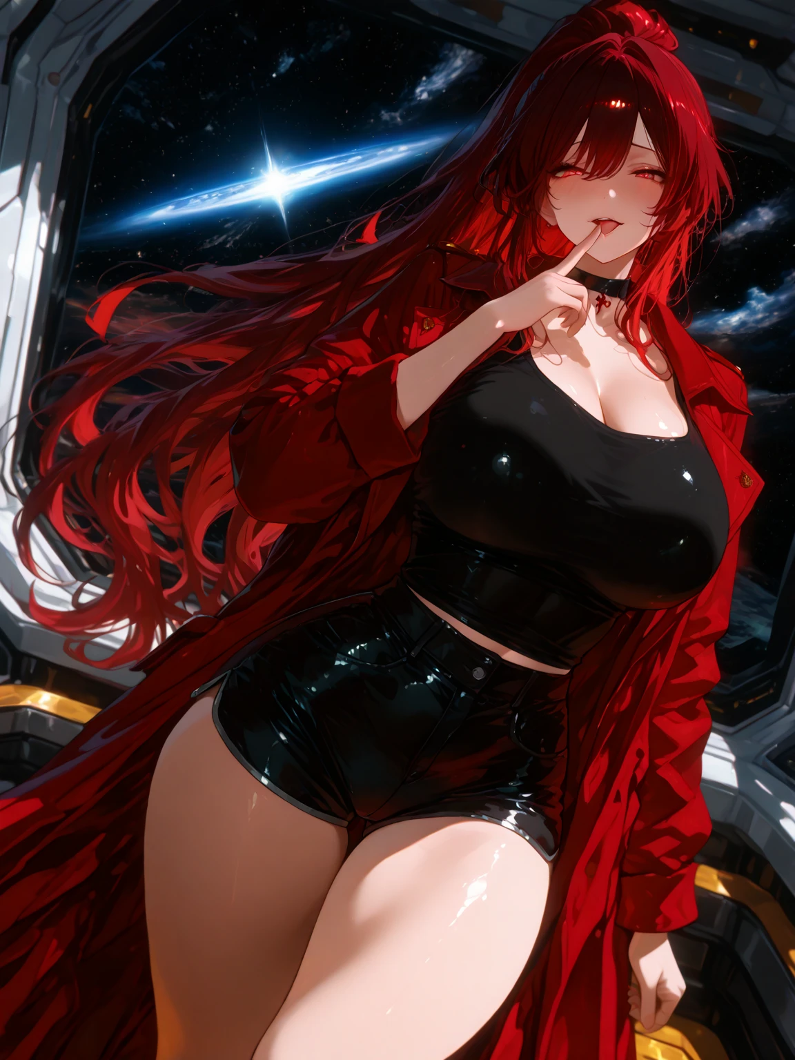 Highest quality, masterpiece , wallpaper, One beautiful girl, Highly detailed eyes and face, Beautiful attention to detail, Blue Eyes , Beautiful dark red hair , deep night, 20-year-old , Large Breasts、Nipples   , Hairstyle Nuance Long , Mole on cheek , Ahegao , Ecstasy face , Masturbation Climax , Sticking out tongue  , Drooling from the mouth , Nakano May , sweating , Costumes  , show off my crack  , Pose to invite men , no bra no pants , Expression of sigh  , time night , lick , face dripping , right hand between legs ,  grab , full body , spread legs ,make love