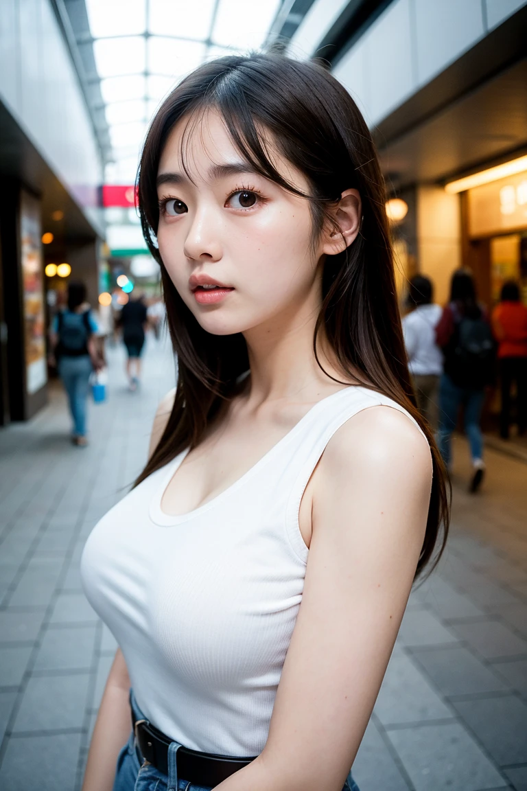 8K raw photo, Best quality, 1girl, realistic, eye and face details, full lips, lipstick, face hd, Asian woman with black hair, hip-length hair, long hair, waist-length hair coreana, asian features, young cute wan asian face, Ulzzang, asian face, a young Asian woman, asian, cute pose, IVE, cute face, wonyoung IVE face, AESPA, wonyoung, wonyoung IVE, IVE girl, black hair, long black hair, blurry background, busty famele, girl with bangs, big, big breast, casual photo, seductive and erotic girl, small eyes, asian eyes, long hair, woman attractive (( pechos grandes )), korean bangs, she has bangs, detailed clothing, detailed hair, she is on a date, point of view date, girlfriend material, date, cute pose, wet body, detail body, half body photo, aegyo, aegyo face, she is wonyoung IVE, She has fat legs, big thighs