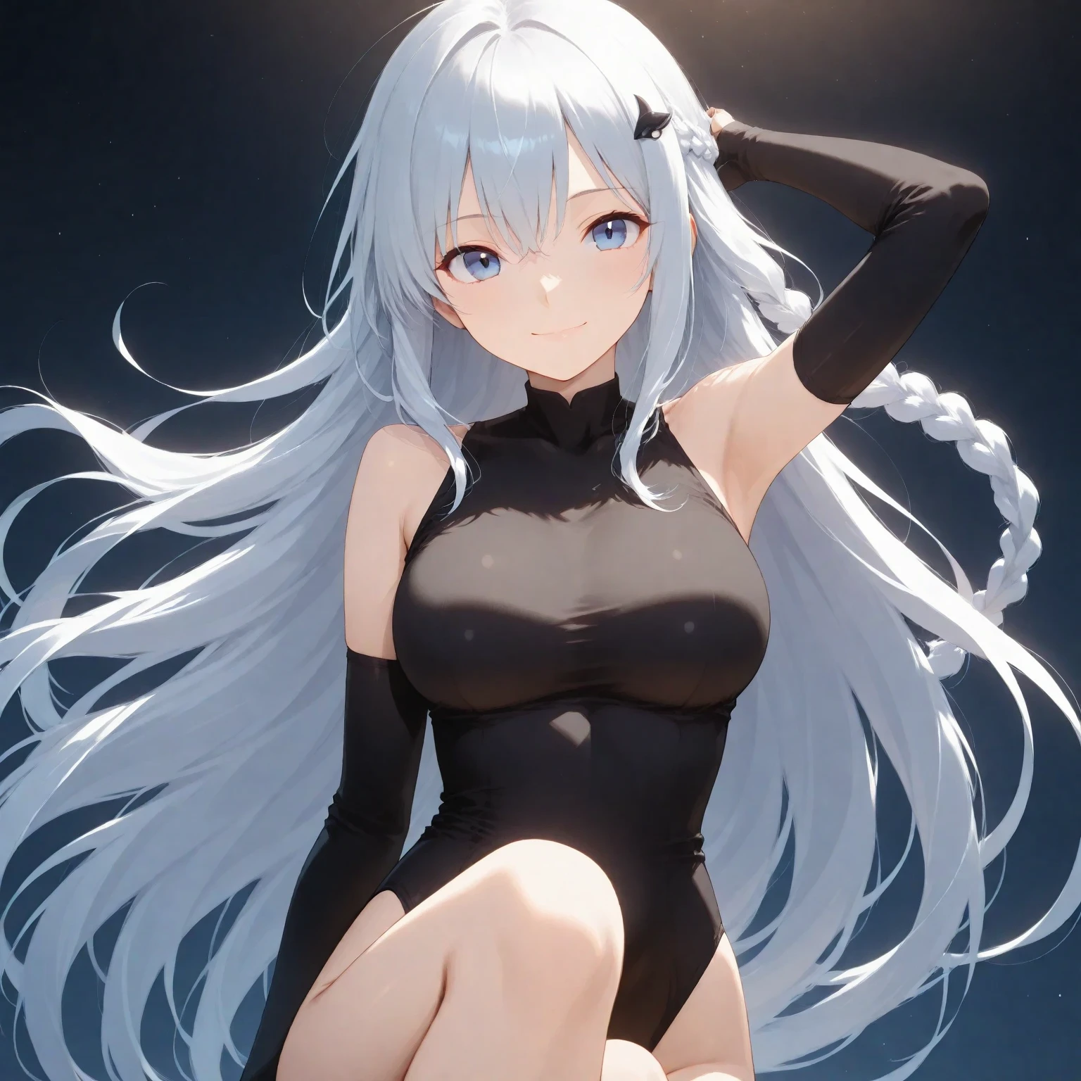 (masterpiece),(Highest quality),(Very detailed),(最高ofイラスト),(so beautiful), so beautiful長い脚, Thighs, Silver Hair, Red eyes, Very long hair, High Ponytail, Blue cloofs, China dress, Side slits, of_Pause