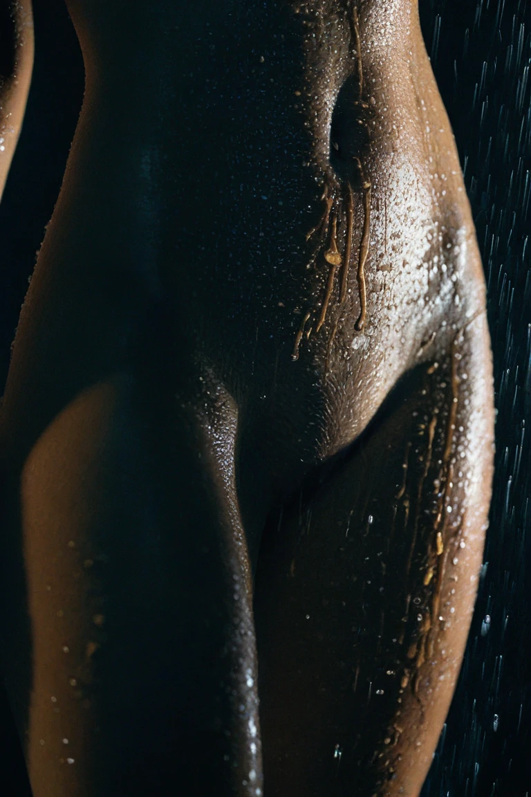 8K, Top Quality, Intricate Details, Ultra Detail, Ultra High Resolution, Masterpiece, close up shot, ((shot from behind, view from behind, show back,taken from behind, ((shot from behind,)) (Looking back), ))(full body: 1.1), Slender, Smile, (Makeup: 0.4), ,(( cammy white, blonde hair, bangs, short hair, blue eyes, antena hair, abs, scar on cheeks, ((short hair )))), (Fluffy Eyes: 1.21), (()), 1girl, solo, 1 girl, (()), close up shot, , ((tall)), (((fit body))), (((slim face))), sharp face, (( in the rain, shimmering skin, she's soaking wet, (her hair is (dripping wet:1.2), long wet hair, Her wet drenched hair, wet hair, water on the body)) ,(detailed face), sharp face, small lips, , ,((ass up , butt cheek,)) ,
((, )), , ((naked, nude )), detailed face, detailed breast, large breast, huge breast, detailed ass , detail nipples ,, Narrow Waist, Skinny, tall , 190 cm tall, Muscular, Navel, Exposed Abdomen, Pointed Chest,, Beautiful girl with accentuated slender abs: 1.4, Six Pack Abs: 1.4, , Perfect Body, detail legs, (( dark background)), black background,