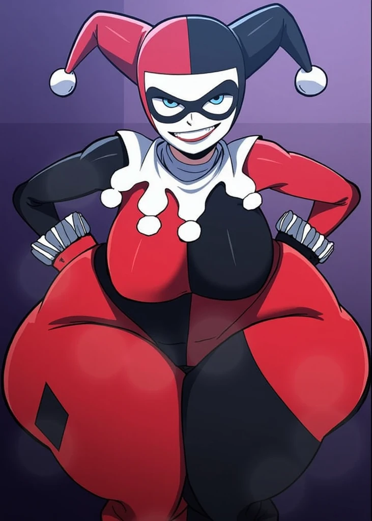 Conjoined naked Harley with three heads, four arms and three huge siliconed tits