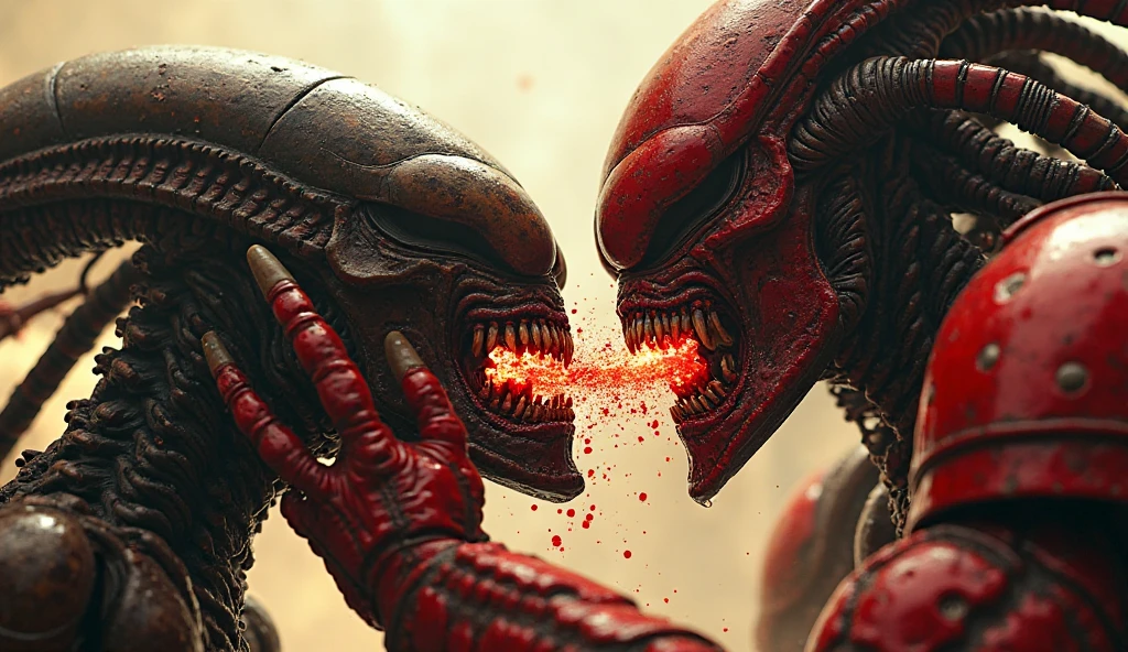 Alien vs Human, Fight to the Death, Ultra High Definition, 8K, 16K, F1.8, Blood