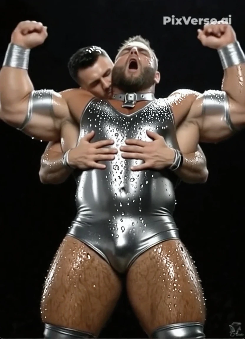 (((2heads))), 1man,(big bulge:1.5), Scandinavian, , dressed as a viking in furs, dad bod,, thick beard,, body hair, snow storm, ice castle in background, wet, drenched, massive big bulge in crotch, dripping gooey white slime on skin,oiled skin, wet skin, blonde,  dark hair with highlights, unathletic, screaming,  full body, realistic, detailed,oiled skin, glistening skin,