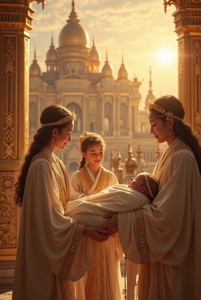there are two babies sleeping in a basket in front of a castle, portrait shot, anna nikonova, inspired by Anne Geddes, human babies, twins, aleksander rostov, beautiful gemini twins portrait, italian masterpiece, alexey egorov, by László Balogh, in balcony of palace, by Alexander Kucharsky