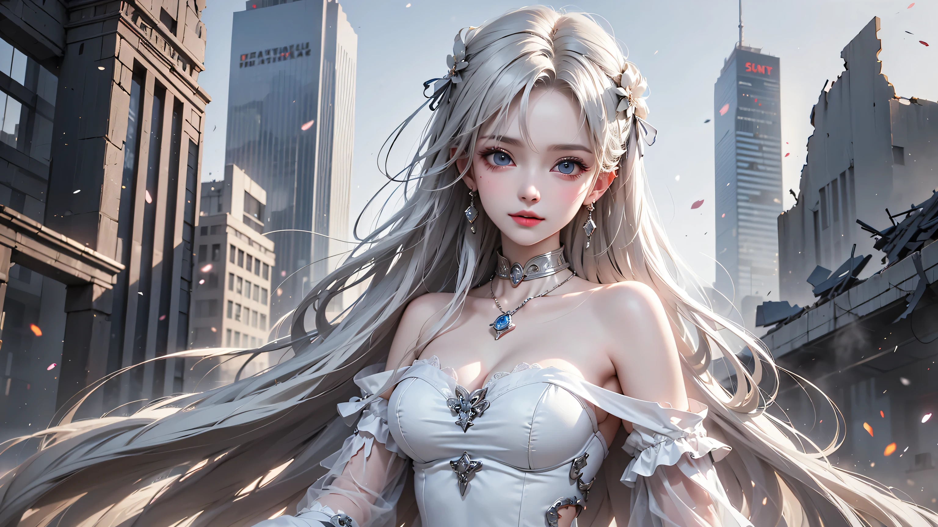 (SFW, NSFW_STILL_SHOW), Oppai-Loli、((Flying Magic、Floating hair、Floating in the air, Curved horizon, Overlooking a city eroded by the jungle,Above the city)), { (Mystic sight)| best quality | 8k | clear |focused } (Masterpiece:1.2, photo-realistic:1.37)、(Detailed KAWAII Face)、{(Childish)|(Gigantic Cleavage)}、(Detailed glistening ivory skin)、extremely detailed, { Transparent Veil | Red Leather High Collar | Red Long Boots | rubber sole | Random hair color }, ((corrected ???????))