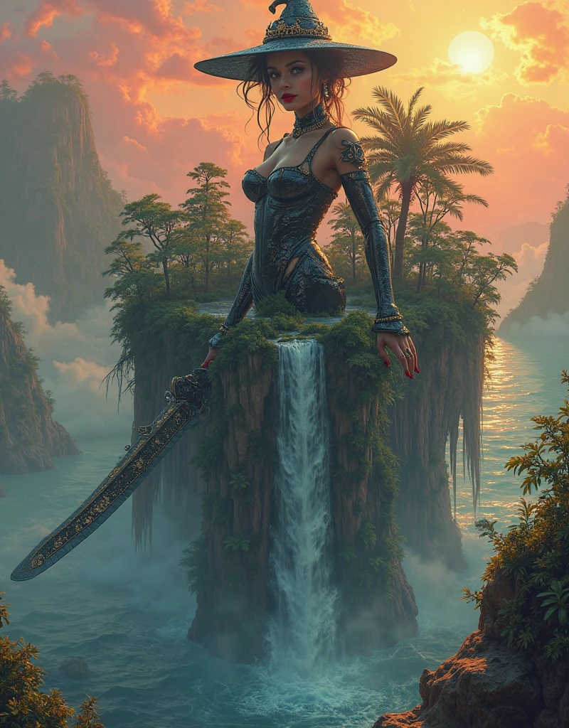 ((​masterpiece)、(top-quality)、(reallistic))、beautiful queen:1.4、Bondage style、latex shiny、By Luis Royo:1.4、1girl in、Sexy Daughter、Attractive earrings with impressive beauty、a choker、a necklace、piercings、(Super beauty)、Super Ultra Ultra Bikini、standingn、fullllbody:1.4、(Beauty in return)、Fantastic mythological landscape