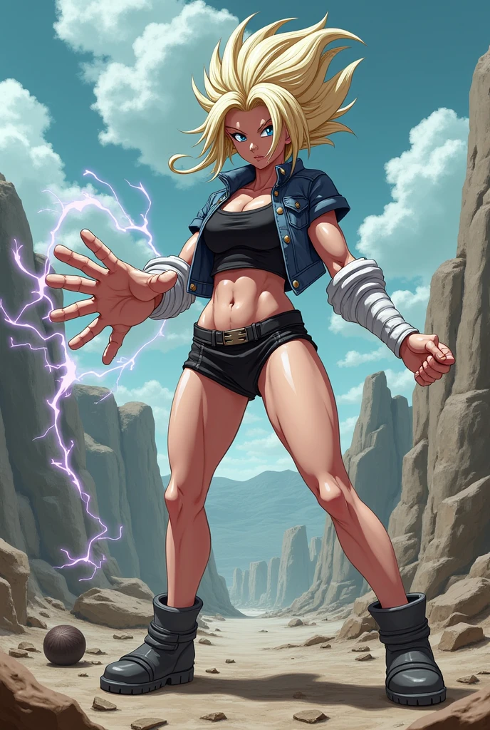 wmma, fingerless gloves, woman, midriff, toned, stage lights, fence, <lora:wmma-fC-v1:1>, son_goku, super_saiyan, yellow_hair, yellow_eyes, aura, fighting stance, (masterpiece),shouting,high contrast, pastel colors, watercolor \(medium\), (illustration:1.2), 1 man,full body, (muscular:1.3),(Budo uniform:1.2), solo, (detailed background:1.4), hyper detailed, highly detailed, beautiful, small details, ultra detailed, best quality, intricate, sharp, digital illustration, detailed, intricate, 4k, 8k, good anatomy, beautiful lighting, award-winning, highres, (extremely detailed CG, unity, 8k wallpaper:1.1), highly detailed face, zoomout, colorful, vibrant colors