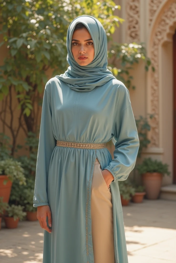 Malaysia，Muslim women，scarf，skirt，Ultra-high-definition images，Chest，Upper body down，reality，whole body，Unbutton，Cleavage，Reality，Standing，Home，Good shape，Real People