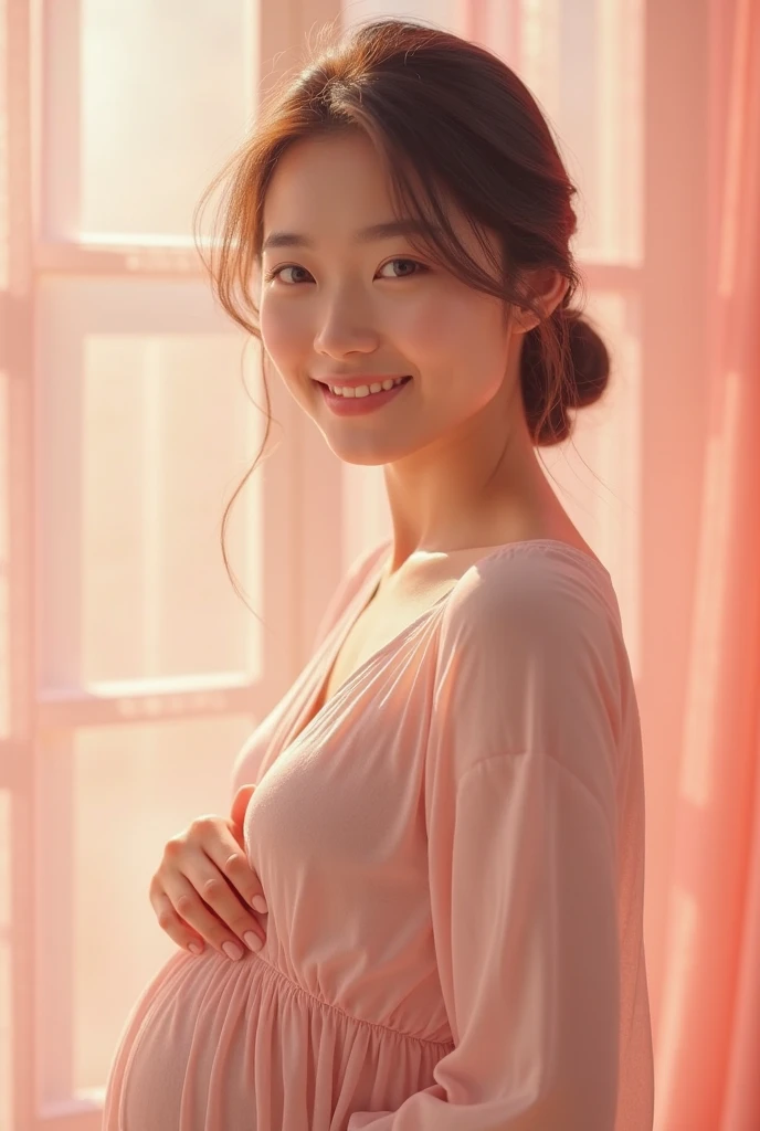 Alafed asian woman sitting on bed with pink top, young asian woman, young asian woman, beautiful young korean woman, gorgeous young korean woman, young asian girl, asian woman, beautiful young asian woman, beautiful korean woman, korean woman, young cute one asian face, slim girl photo, asian woman, smiling young woman, little plump