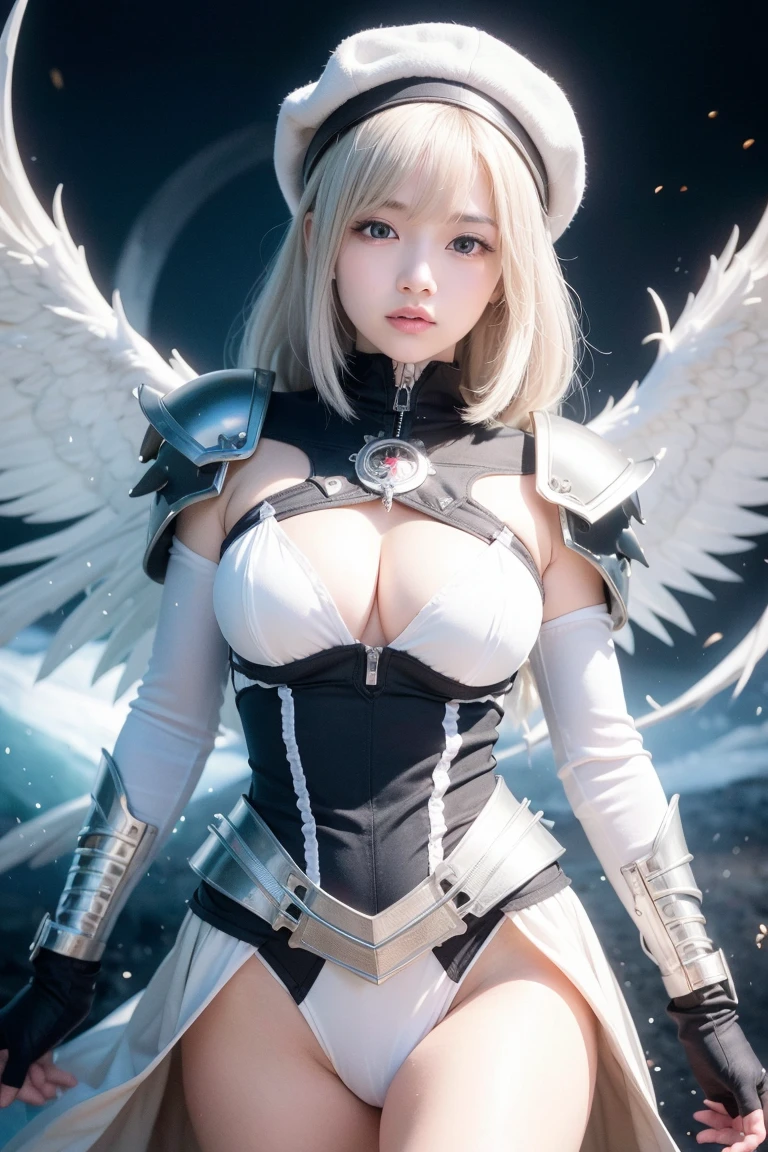 Professional , masterpiece、top-quality、photos realistic , depth of fields 、Idle Smile、(White Gemstone Body:1.2),(Matte white with gold pattern、(cleavage of the breast)、Jewel Gold Weapon、Particles of light),Gorgeous gold weapons ,(( Dragon dense and gorgeous dragon sword)) , (demonic wings) ,warhammer 40k 、((White hair))、(Castle background)、(demonic wings)、((Gangle's forest background))、Beautiful Caucasian beauty、1a person、dynamic ungle,(((Two devil's horns on the head)))、Smaller head、Idle Smile、Thin and beautiful female hands、cleavage of the breast、Mystical expression、Light Effects、intense fighting、Wind-effect、magic circles、With the legendary magic wand、Dragon's tail、