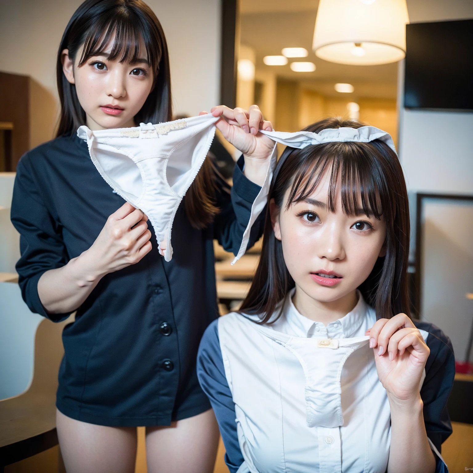 Dimly lit room、Shot from above、Highest quality、Black Hair、uniform、Japanese girl、sexy、mini skirt、Black Hairロング、Love Hotel、8K、Sleeping on the bed

