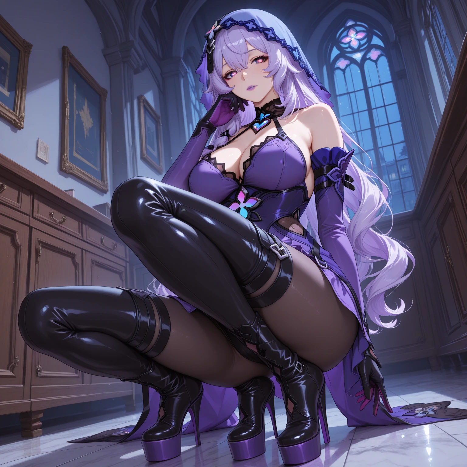 (masterpiece, best quality, high resolution), <lora:keqingGenshinImpact3in1_v10Locon:1>, 1girl, keqing (opulent splendor) (genshin impact), official alternate costume, purple hair, dress, long hair, hair bun, twintails, breasts, bare shoulders, purple eyes, strapless, black dress, bangs, purple nails, strapless dress, cone hair bun, ribbon, parted lips, double bun, (torn clothes:1.5), breasts, <lora:toiletGirl:1>, toilet, bukkake, empty eyes, (body writing), spread legs, open mouth, clenched teeth, crying, sad, pained, tears, scared expression, <lora:scared-expression-v1.8:0.4>, (insertion:1.5), (monster sex:1.5), <lora:monstersex:0.4>, nsfw, cuming, (cum), (semen), wet body, (cum on face:1.2)