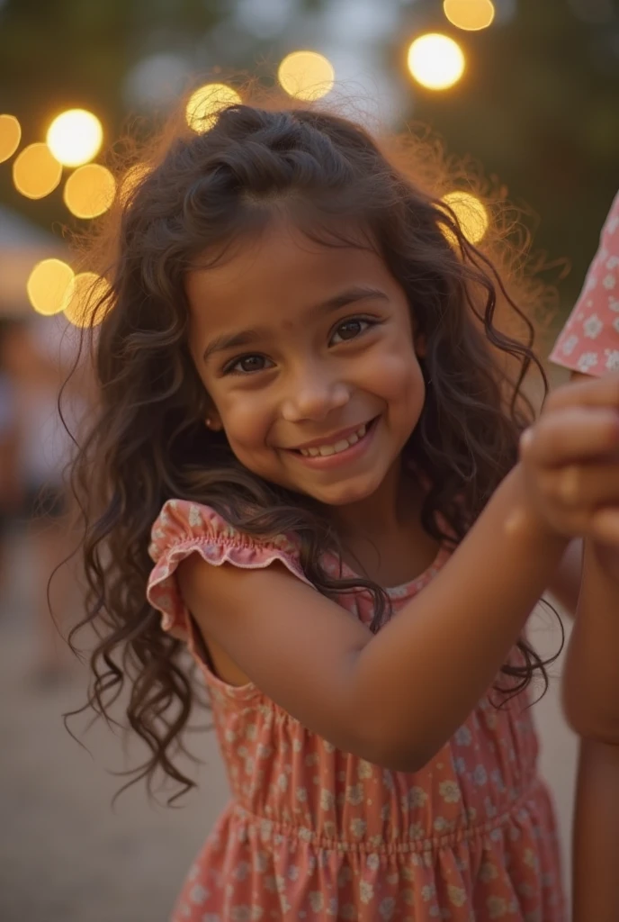 Retrato de uma menina olhando pro horizonte com um olhar de alivio e um sorriso leve no rosto