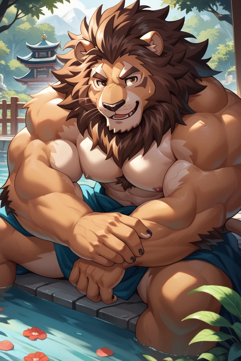 a huge muscular furry Grizzly bear old man swimming in sea, huge shoulder muscle , shirtless, muscle, strong man, strong bear, huge muscle, short hair, bearded, white hair and beard, , thick heavy brown fur, wrinkles skinned, strong muscle, strong and intimidated, masterpiece, muscular, commission for high res, male, fantasy art, very very beautiful art, art painting , painting art