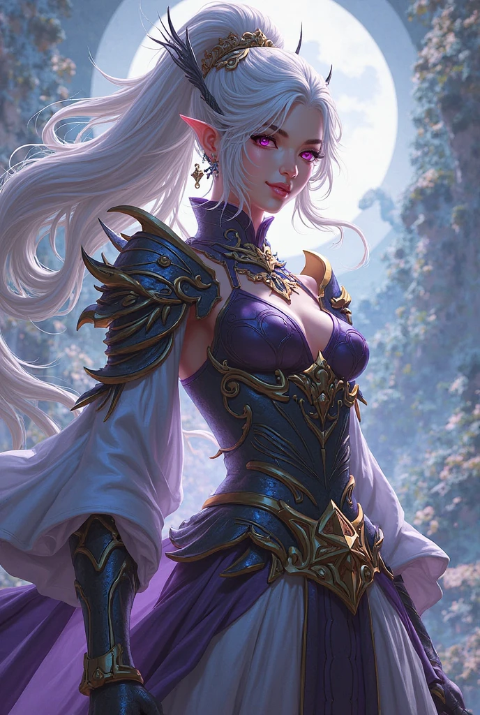 a woman with white hair and a purple dress holding a purple cane, extremely detailed germ of art, germ of art detailed, ig model | germ of art, astri lohne, aly fell and germ of art, germ of art lau, Portrait of a magician, germ of art. high detail, style of germ of art, detailed fantasy art