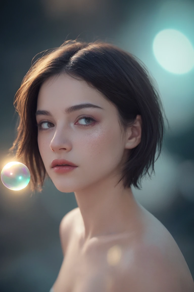 Surrealism,high quality,1 female,20 years old,(short hair),artwork, abstract background