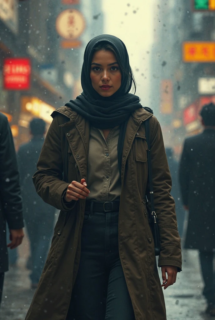 Give me a dark background solid black color, with frost raining 