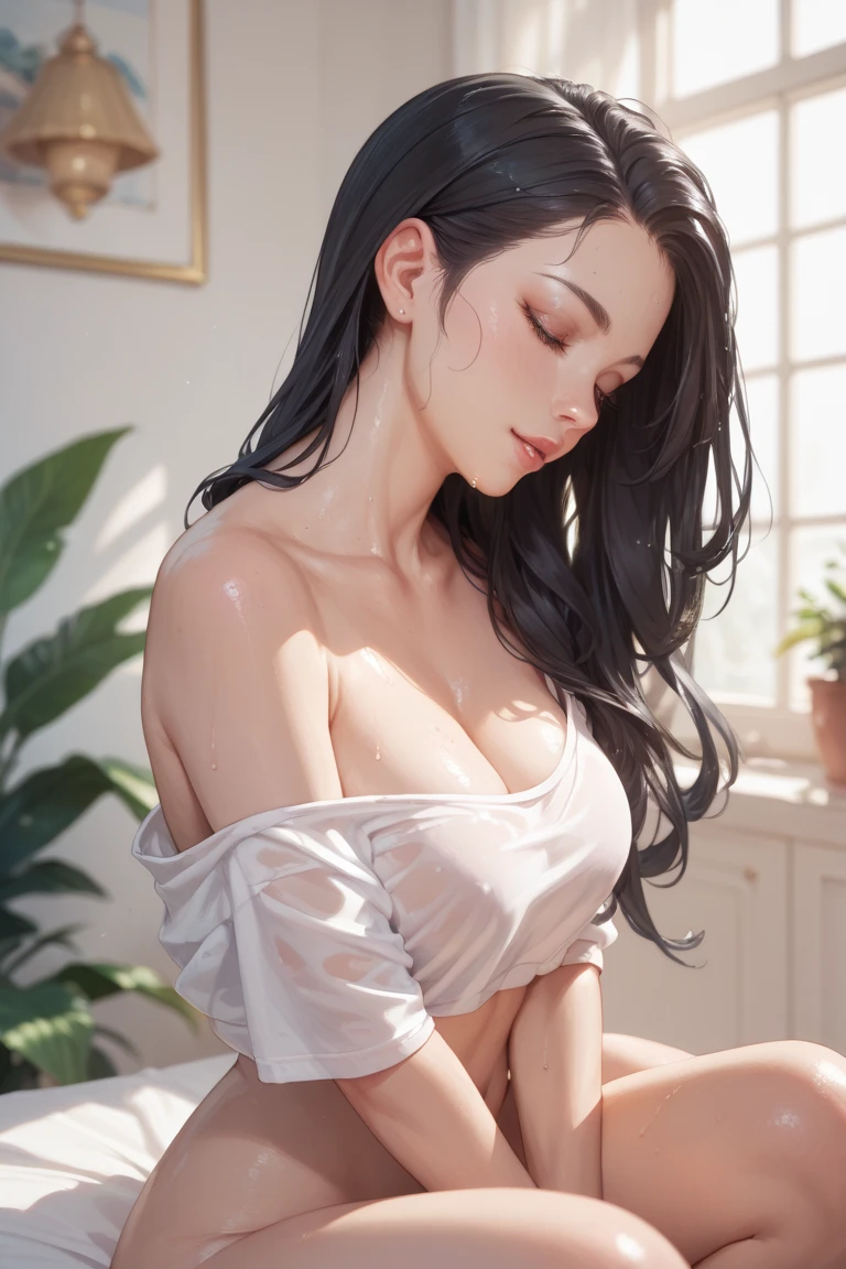 1 female,Pornographic exposure,seen from the front, hair straight,beatiful detailed eyes,Bright pupils,Red lips, (Very fine and beautiful),Beautiful and detailed eye description,facing at camera,revealing breasts,Bare genitalia, Raised sexy,Camel toes,Flushed complexion