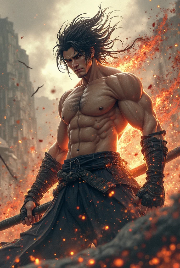  lust from light male character with sword in hand,  manhwa style