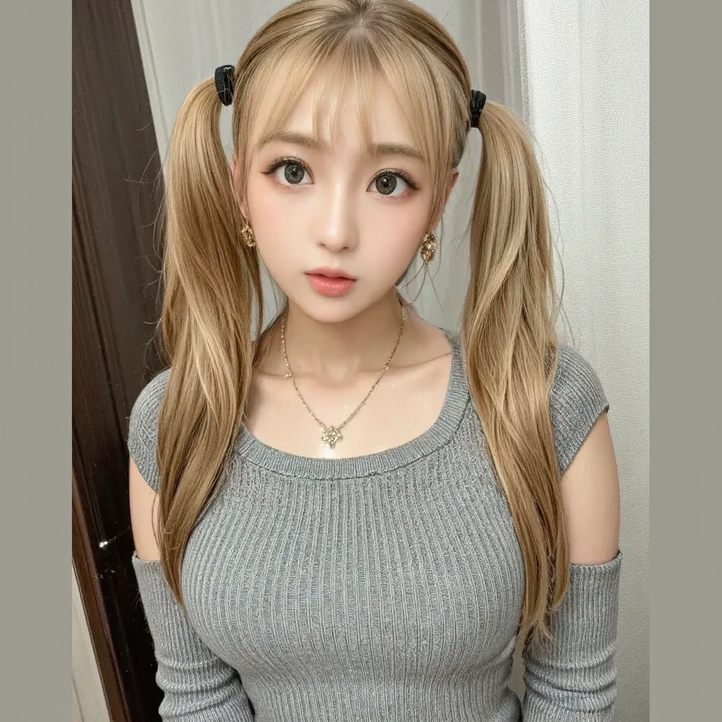 One person、14 years old、Full body photo,slender、woman、White drool coming out of the mouth、smile、、Blonde、Short Twin Tails、 Fair skin, messy hair, super cute、Soft and Face、8K resolution、Surreal、Ultra high definition、 A-cup small breasts((Highest resolution、8K、masterpiece:1.3))、Ultra-fine face、Ultra Fine Lips、Beautiful Eyes、double eyelid,Pink wall、Sleeveless green polo shirt、Cleavage、White Skirt、Thighs、thin,Thighsが見える、Shapely small breasts、sexy、So cute!