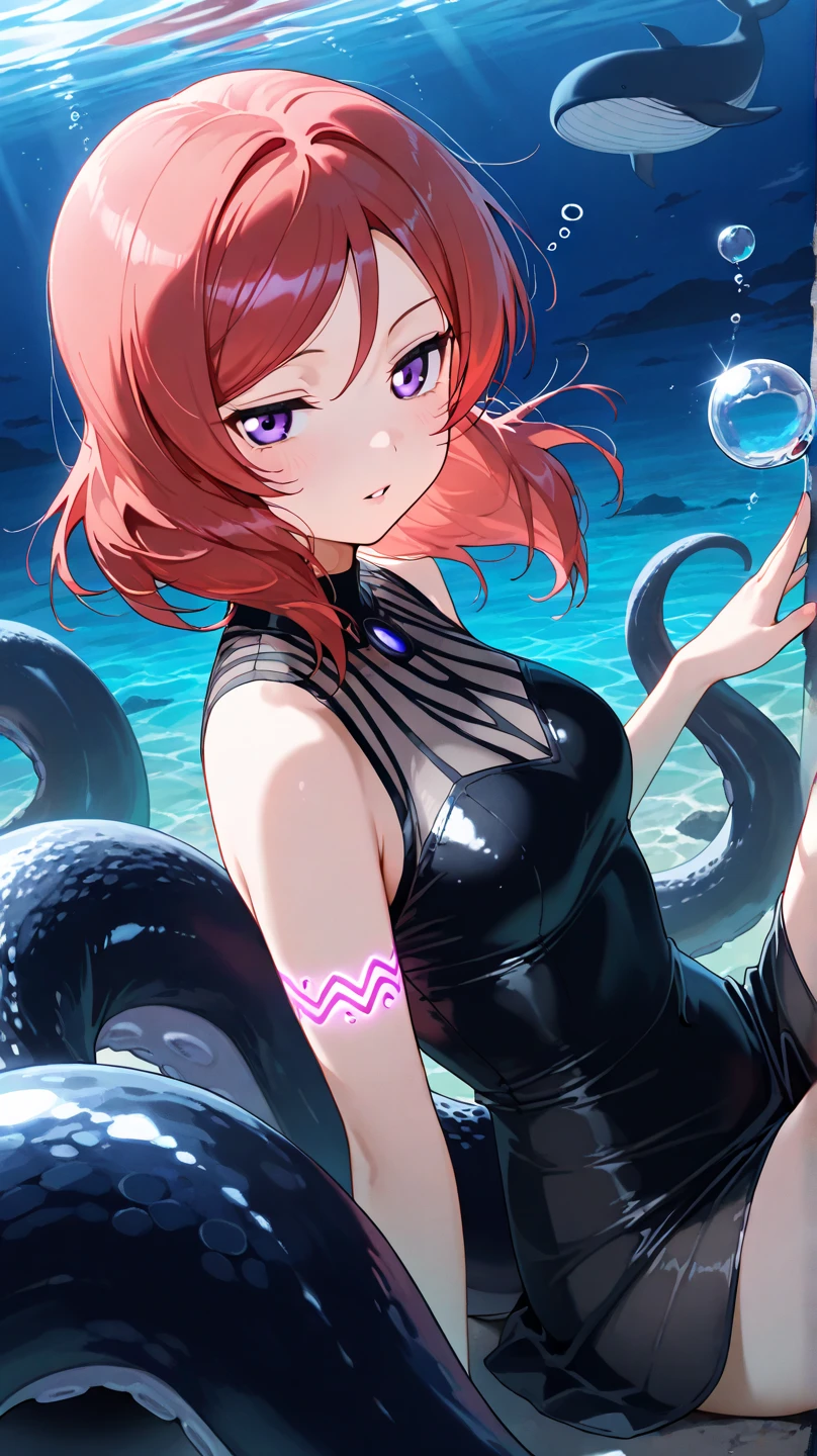 Browsing Caution, 1 person,highest quality, Best image quality, masterpiece, Very detailed, shape, Pool, One piece swimsuit, girl, Ranma,Red Short Hair, Slime nest, Slime (substance), ((服にSlimeがまとわりつく)),(((Big Breasts))),Erect nipples,Camel Toe,Imprisonment, Inhibition, bondage, big Slime, (Tentacles, Transparent body), (Grab her breasts),Browsing Caution,