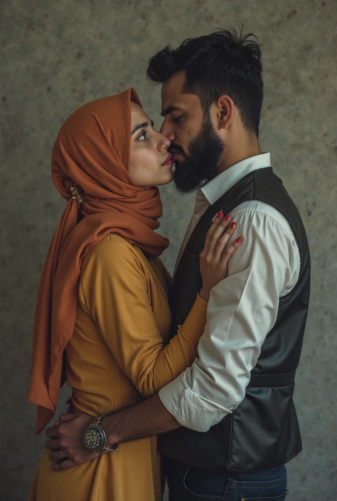 An Arab hijab I girl is giving a blowjob to a man