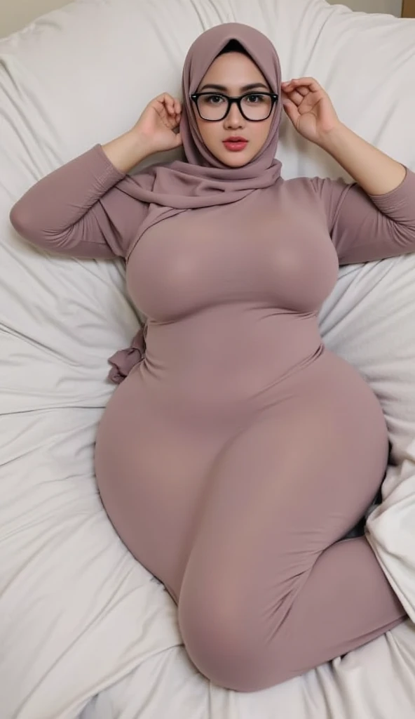Raw, best quality, masterpiece, Ultra-realistic, ultra-detailed, Malay girl, big single Bun hair, 163 cm high, nude, naked, biggest nipples, ((jerking face, teeth and tongue seen, muffled mouth)), ((super sweatiest body, naked, full body)), wearing open-suit thin silk sky blue Shawl, braless, big breasts, thick slim body, portrait photography, close up, ((mid shot photo)), ultra detail, professional photograph with professional lighting, studio background, sexy seducing pose, standing and sticking body