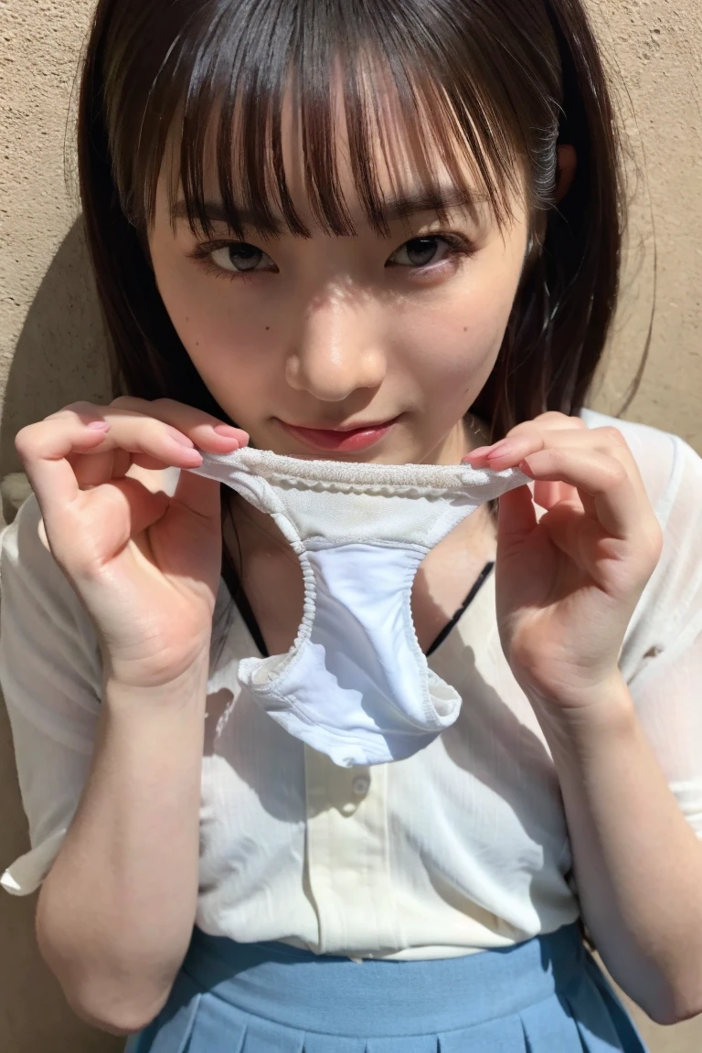 nsfw, solo, masterpiece, (best quality), (ultra-detailed), {{ presentingpanties, ((holding white panties))}}, (completely nude), ( stain on panties), detailed vagina, medium breast, public hair, bedside, front view, (panties stain), PPlay, PPUp, spread legs, squatting, PPDown, all fours, PPB, wet skin, slender, smile, Hashimoto Kanna,