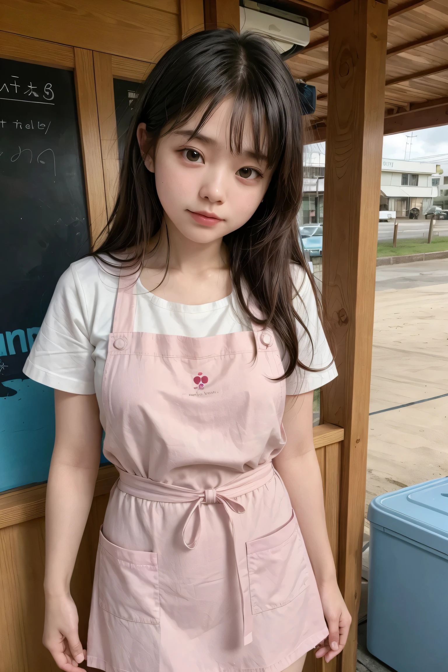 (RAW photo, best quality, masterpiece), depth of field,(realistic),photo of <lora:yuka_miyazawa_lora:1>,blush,black hair,ponytail,1girl,solo,wearing dress,strawberry print,yellow shirt,outdoors,sakura tree,(from below)