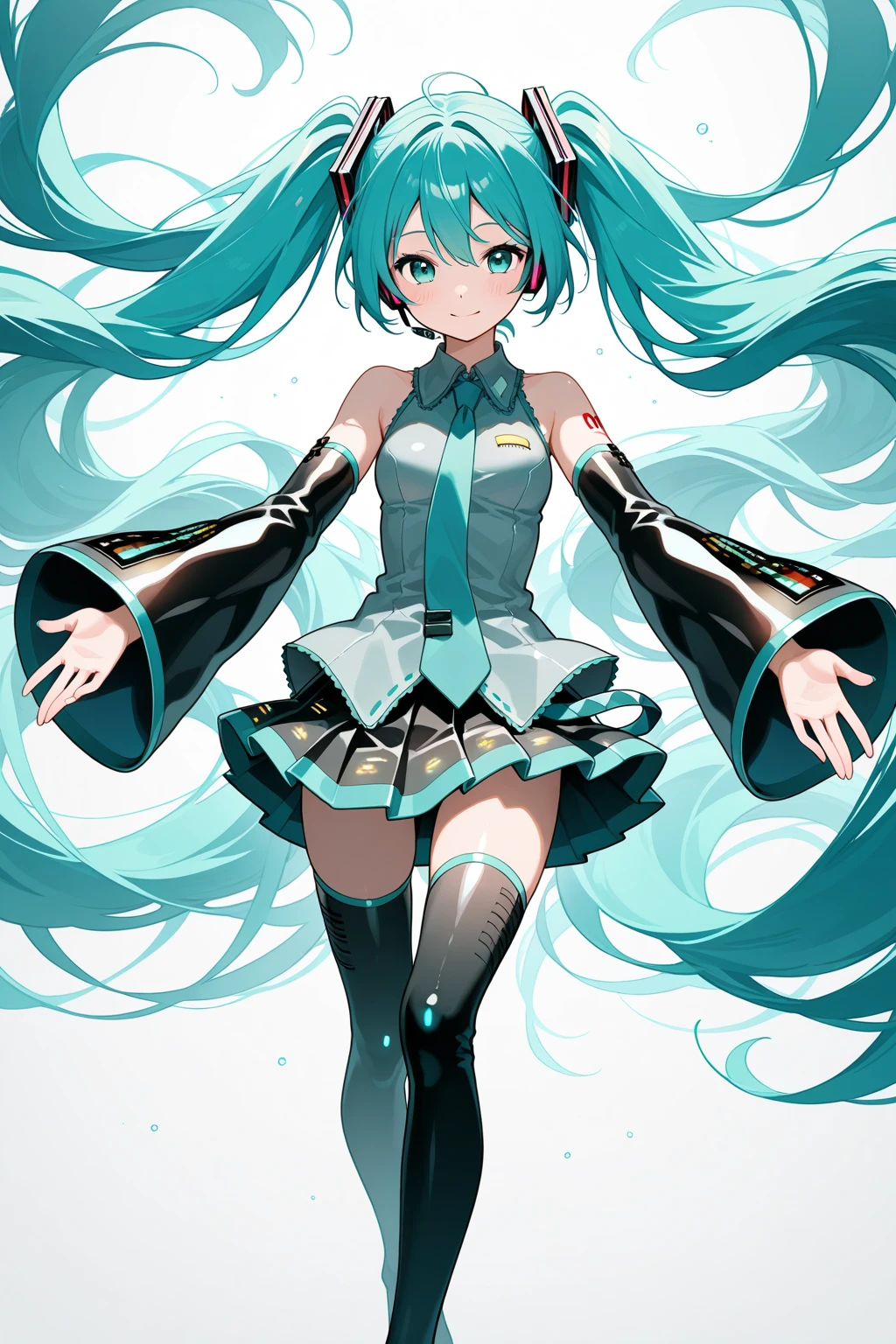 obra maestra, best_quality, 1girl, solo, abmayo, hatsune miku, falda, mano en medio de las piernas,