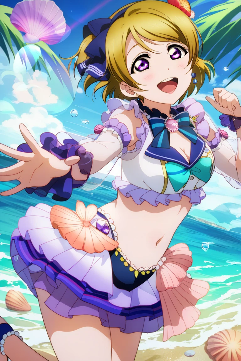Short purple hair, Girl, presenting armpit, Dead reservoir water, Open stand, Smile, (full bodyesbian)