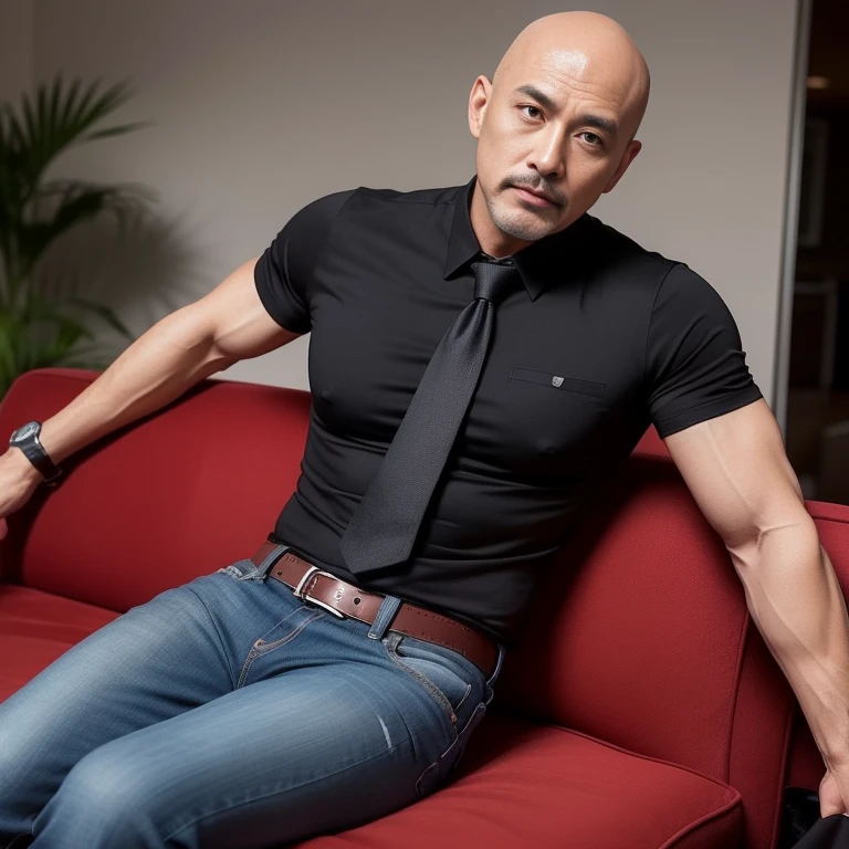 40 years old,Hidetoshi Nakata,(Kogoro Mori 1.3),Oriental face,whole body,Lean,muscle,Sitting,Legs open,White socks,Baldhead ,transparent,Thick body hair,White lingerie,Topless,Densely hairy,Fortitude,HD,With a mustache