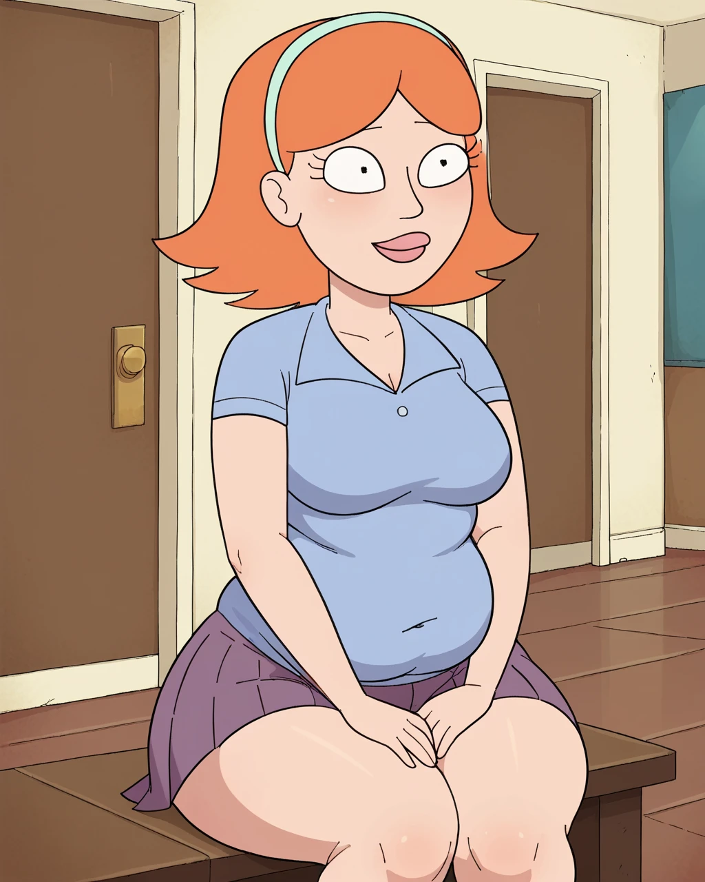 rating_explicit, Mertle_Edmonds, 1girl, little_child, female_child, curvy orange hair, long hair, round green glasses , (completely nude:1.2),pussy,niplles,room, looking at viewer,  chubby, full body,  smiling, shy, score_9, score_8_up, score_7_up, score_6_up, score_5_up, score_4_up, 