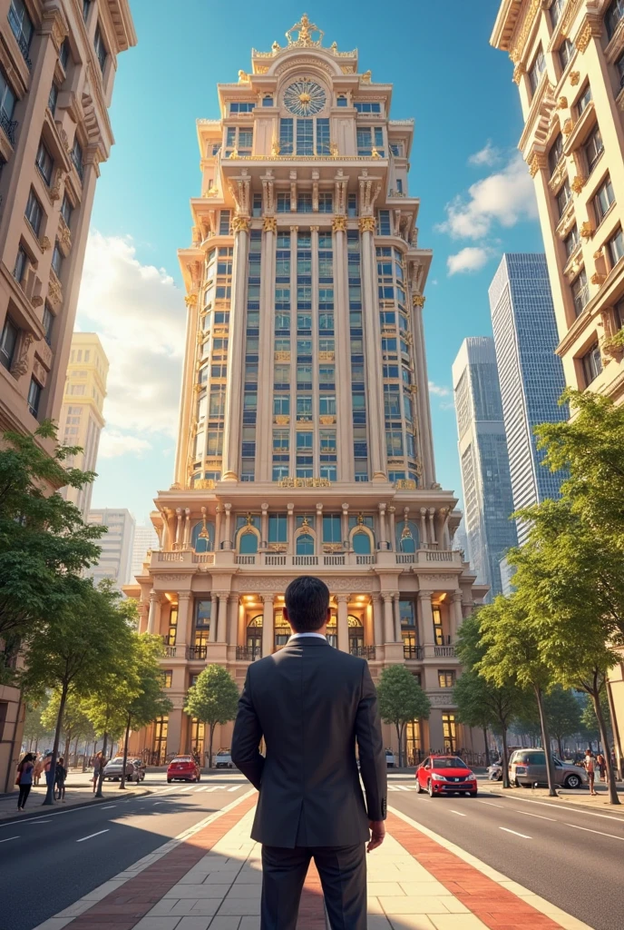 Create a happy August with a building for property empire - SeaArt AI