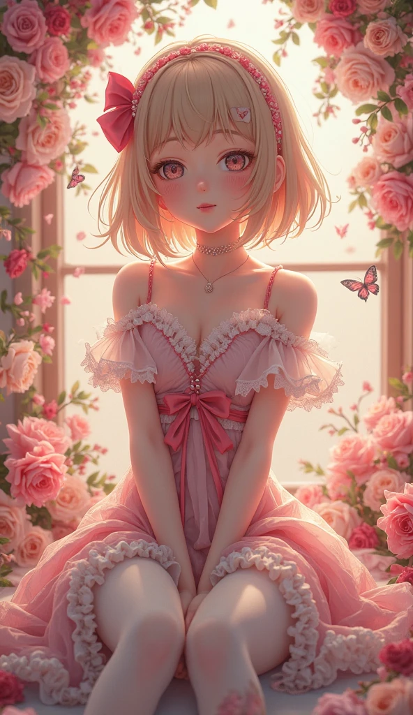 very cute female child:1.5,10 yo,Clothes with peach-colored ruffles:1.8, Barefoot, Summer,dutch angle shot,low angle,full body shot,medium shot,flat chest:1.5,nsfw:1.3, Cute PINK Living room:1.8,4K, (Raw photo: 1.2), (masutepiece: 1.3), (exquisite detailing: 1.2), Delicate and beautiful details, (Eye Detail), (Facial Detailed), (Highest Quality) :1.4), (Hyper-Resolution: 1.2),(very detailed illustration), Best Quality,depth of fields, Wide light, natural shadows