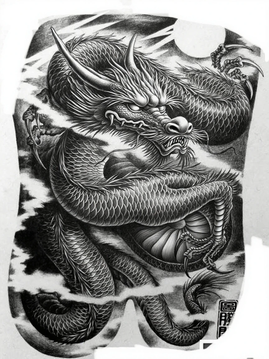((solo dragon)), Traditional Japanese tattoo design, realistic tattoo art of green eastern dragon with brown horns, yellow eyes, he is with open mouth looking very fierce and angry, the background is Japanese wave tattoo with thunder effects, (Unity 16K Wallpaper, masterpiece, Best Quality, high quality, Ultra-detailed, extremely details), ((solo dragon)), Traditional Japanese tattoo design, realistic tattoo art of green eastern dragon with brown horns, yellow eyes, he is with open mouth looking very fierce and angry, the background is Japanese wave tattoo with thunder effects,
