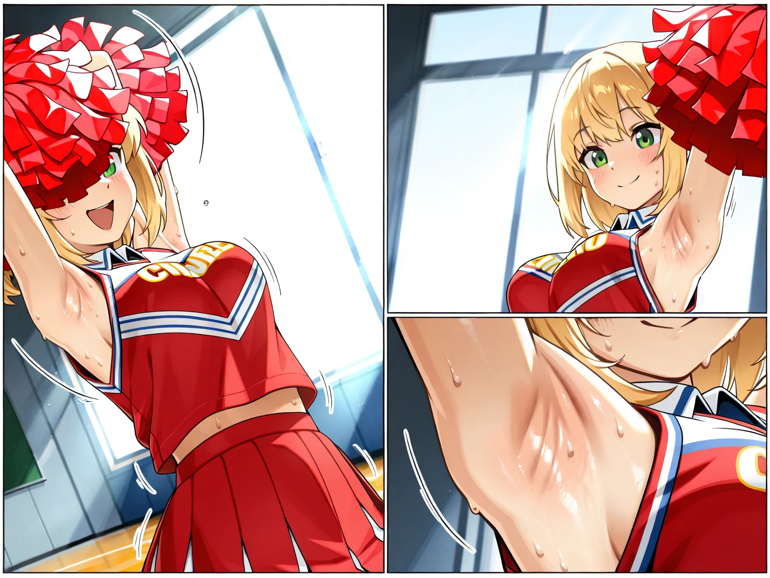 nsfw,(((masterpiece))), (((best quality))),((masterpiece:1.5)), (best high quality), (ultra high res), (ultra highly detailed), (8k:1.3),anime colored,perfect hands, perfect fingers, perfect legs,(cowboy shot,from front),(forehead:1.2),1woman,solo,idolmaster,haru yuuki) ,(14 years old, beautiful girl), (Beautiful Eyes),(((Beautiful orange hair))), (((Long Straight Hair))),(long twintail, two side up hair, scrunchie), (Wet Hair), (Wet Skin), ((Sweat)), ((vapor)), ((small)), (Flat Chest,Very small breast),(A lot of sweat:1.5),(Orange pubic hair:1.3),(From below), (pussyfocus), ((Spread your legs)),(Straddle),(Spreading pussy 1.5),(Love Juice:1.2),(A lot of sweat:1.5),(pubic orange hair:1.4),(Bottomless:1.5),(cheerleader:1.4,open clothes),(girl wave 2 cheer pompons:1.2), (Garment Lift))),(Wet clothes),(No bra,No panties),(Open your mouth), ((Big smile)), ((Stick your tongue out)),(Good vibes), (Close one eye),((Good vibes)), ((Happy)),(saliva),(Sitting), (Football Stadium),(Ejaculation to the body:1.9),(Cum on face:1.3),((Semen in hair:1.3)), (((Several boys, Peeing on a girl, Multiple penises, gangbang Grab your penis))),((Ecstasy Trogao:1.5)), saliva trail, Pleasure Vagina Penis,Grin),break,(One boy, Heterosexual:1.3), ((Vaginal intercourse,Cowgirl,throw)),(ejaculation:1.3),(((Bukkake:1.9))),(View the viewer),