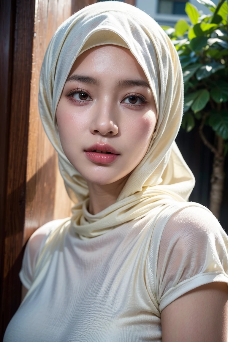 (2 young malay girls:1.3), malay face,(Naked:1.3), (hijab:1.4), Beautiful breasts, (Details of a very beautiful face), wear pastel color hijab, detail skin texture, (Best Quality:1.4), 8K resolution, High resolution, (Photorealistic, High resolution:1.4), Raw photo, (Realistic, Photorealsitic:1.37), Gloss on lips, Parted lips,Full naked body, Staring at me, Nose, Realistic, the woods, cinematic lighting, taking bath in river, wet body, wet face,