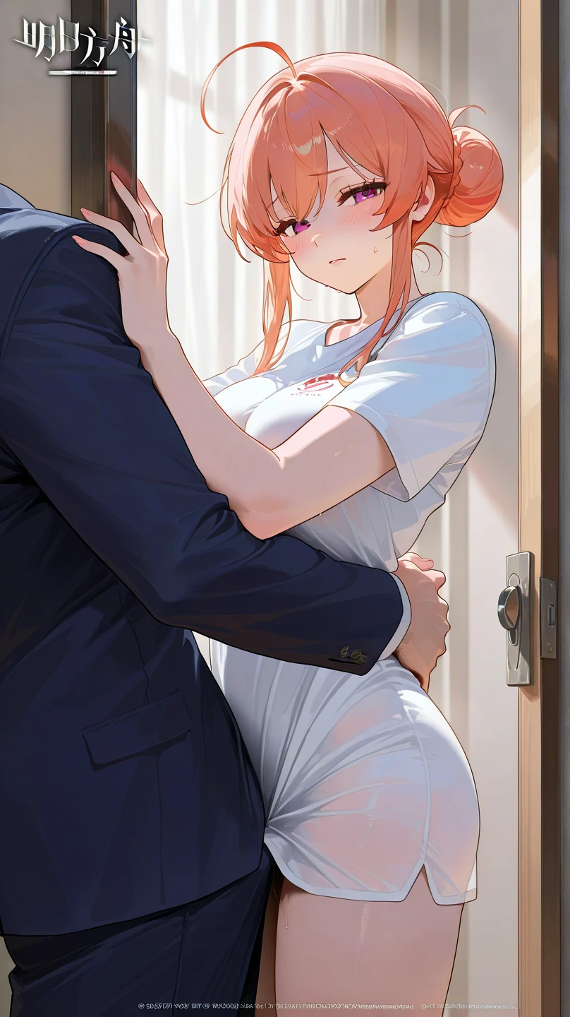 ossan, 1girl, 1boy, fat man, hetero, fat, sex, prone bone, ugly man, lying, tongue, tongue out, age difference, nude, on stomach, sweat, blonde hair, boy on top, long hair, saliva, ass, on bed, old man, sex from behind, old, black hair, pillow, motion lines, ohtsuki yui, bed, bed sheet,