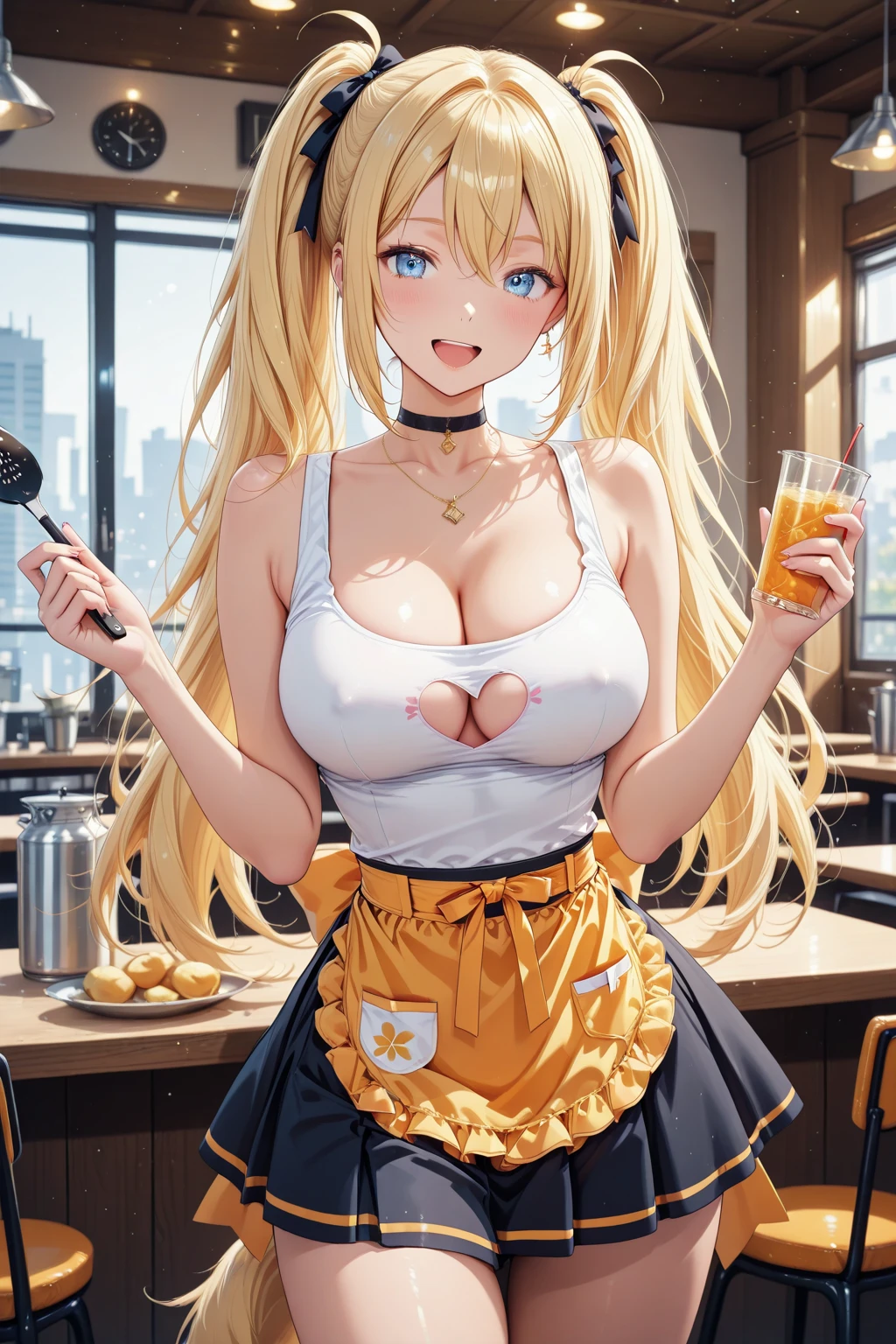 A MILF、ultra gigantic tits、Hyper-obese body、Cow Cosplay、Drinking a lot of alcohol、Background with a large amount of dishes、I'm about to throw up、Sweaty、Intoxication