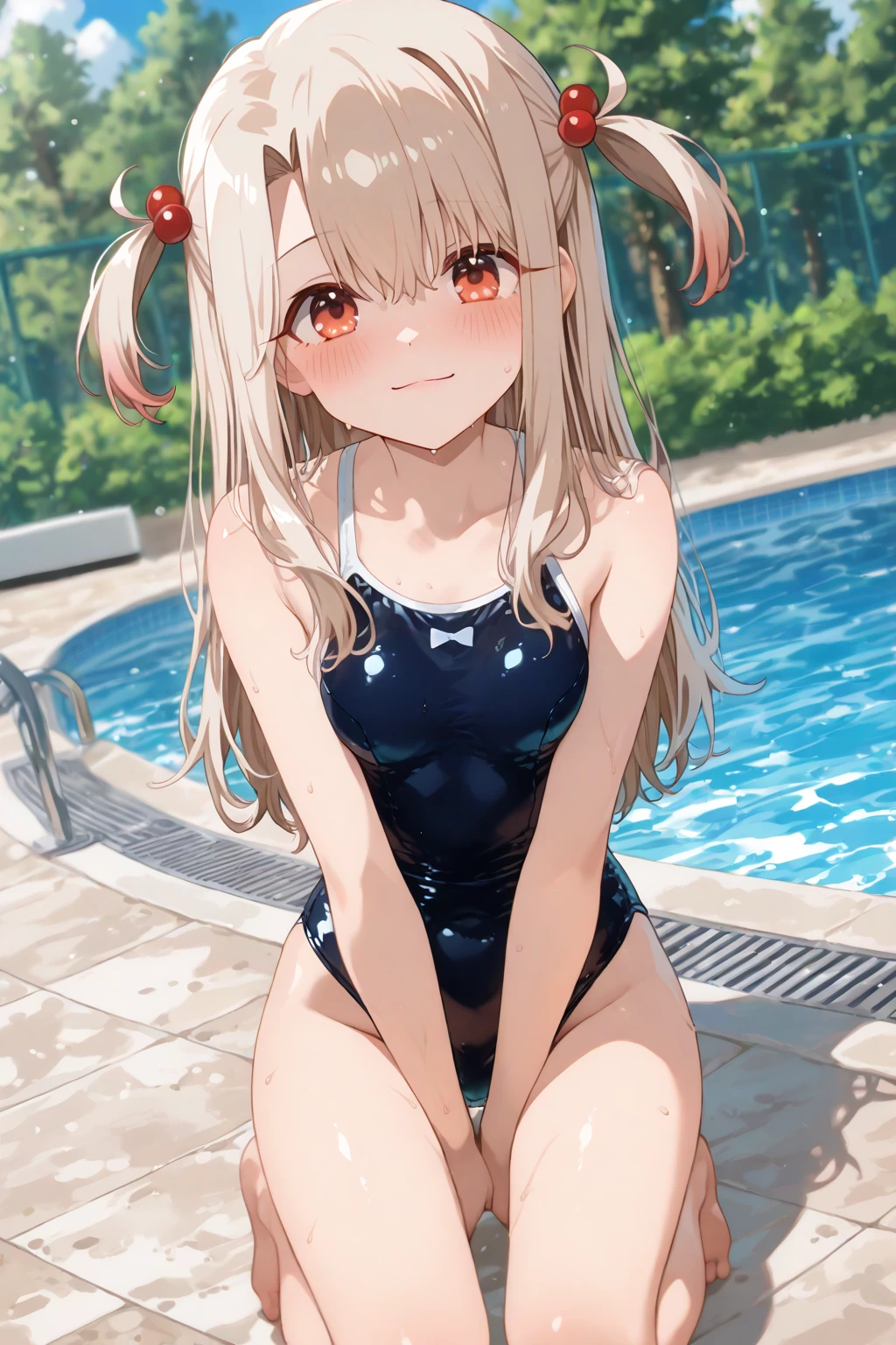 Highest quality、High resolution、Detailed Background、(Beautiful face in every detail:1.4)、Anatomically correct、(Detailed facial expressions)、(fine grain:1.2)、 beauty、cuteカラーの髪色、Braided Ponytail、Braided bob cut、Braided twin tails、Navy School Swimsuit、(Flat Chest)、Perfect body line、Thick thighs、Please show me your whole body、
(Five beautiful girls in school swimsuits are having fun at the school pool.:1.5)、
Big smile、Laughing with your mouth open、My whole body is wet、My hair is wet too、Fun atmosphere、Embrace each other、cute仕草、cute,,(((ベルトとストラップ付きのFor women下着セット,Metal Chain,Sexy Lingerie,4 Piece Set,Porn Wear,Nightclub Temptation,For women))),