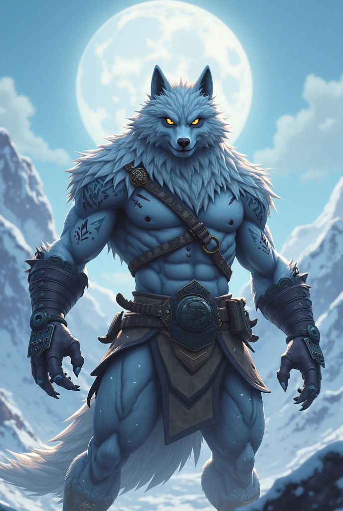 elder,gentle and soft,icey magic power,long white beard,long braided hair,solo, kemono, (old grey wolf), anthro (old wolf), anthro, male, anthro male (old wolf), anthro (old wolf), tail,muscles, handsome, general, loose cloth ,bulge, big abs, northern area,wind and snowstorm,perfect lighting, (light particles),(best quality),(masterpiece),(ultra detailed),sharp focus, light particles, strong, serious,rippled muscles, ultradetailed face, ultradetailed eyes, looking at viewer, good looking, bareness, ((detailed face)),a lot of scars,the elder,elder face