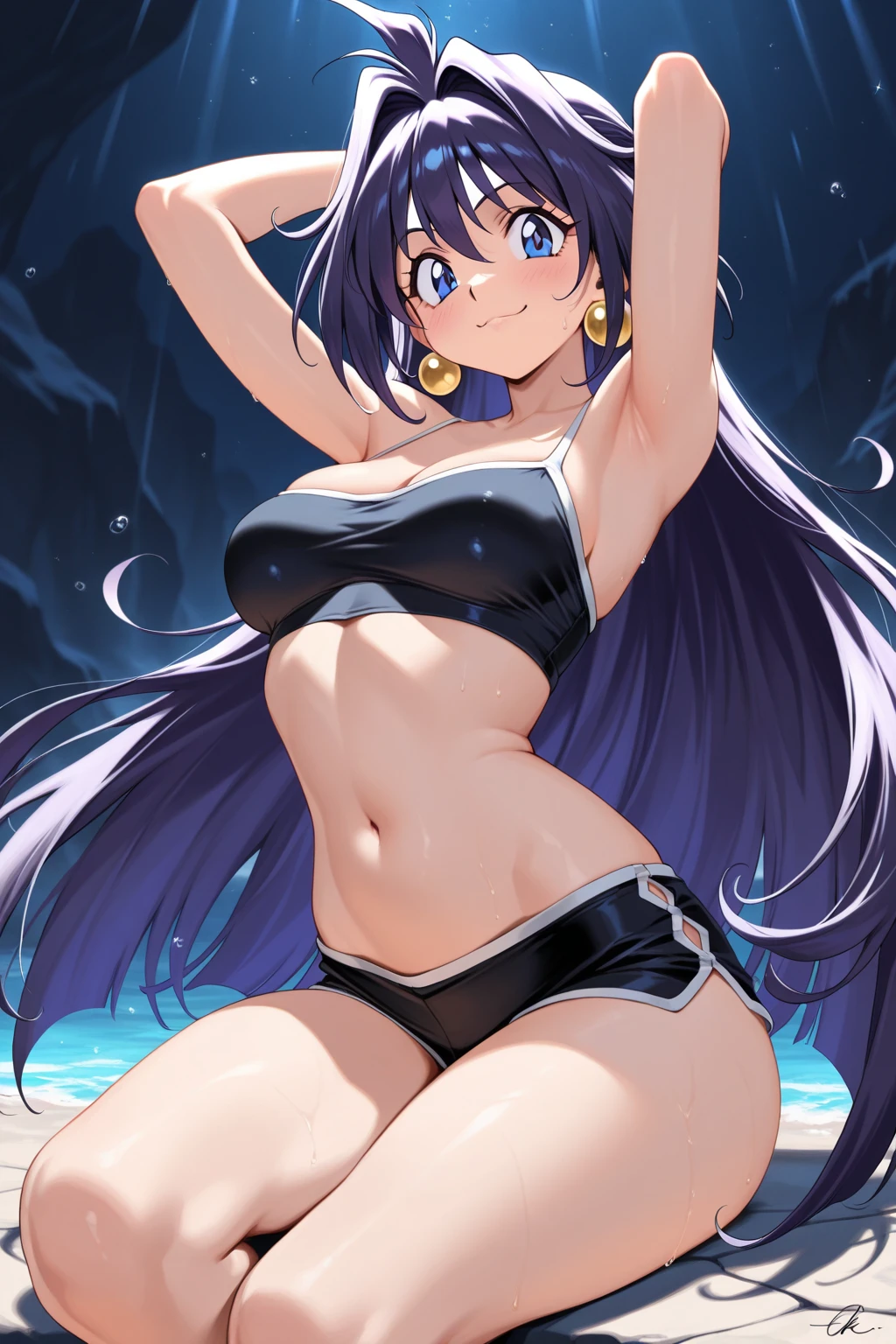 Absurd, masterpiece, top quality, (super detailed), (nice hands, perfect hands), body proportions in ideal proportions,
break
(vector outline, flat color: 1.3), ((1girl)), solo, stand, (contrapposto), hand with hat, close-up of upper body, from below, sandy beach, sea, waves, spray, blue sky, wind strong, rim light, sunlight, beautiful lighting,
break
Cute girl, big breasts, shy smile, (mouth closed: 1.2), (full blush), floating hair,
break
(Wearing white micro bikini: 1.2), (Topless: 1.3), (Exposed chest, bare chest: 1.3), Straw hat, navel, bare feet