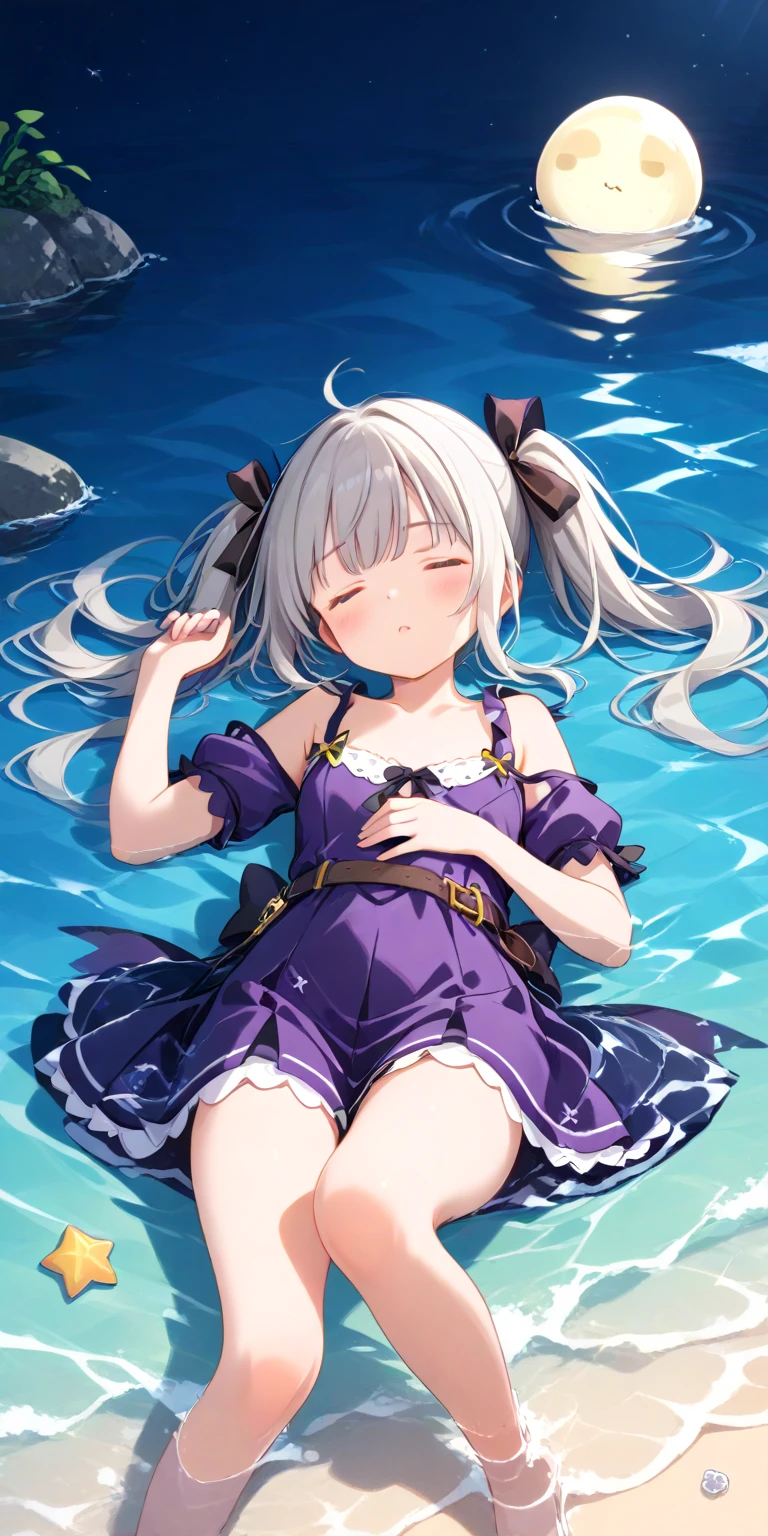 masterpiece, best quality, battle field,  front view, looking at viewer, full body,
(1girl),
neon \(nikke\) costume, <lora:neon_nikke_v02:0.6>,
glasses, smile,  open mouth, close eyes, lie down,
submerged,fire,