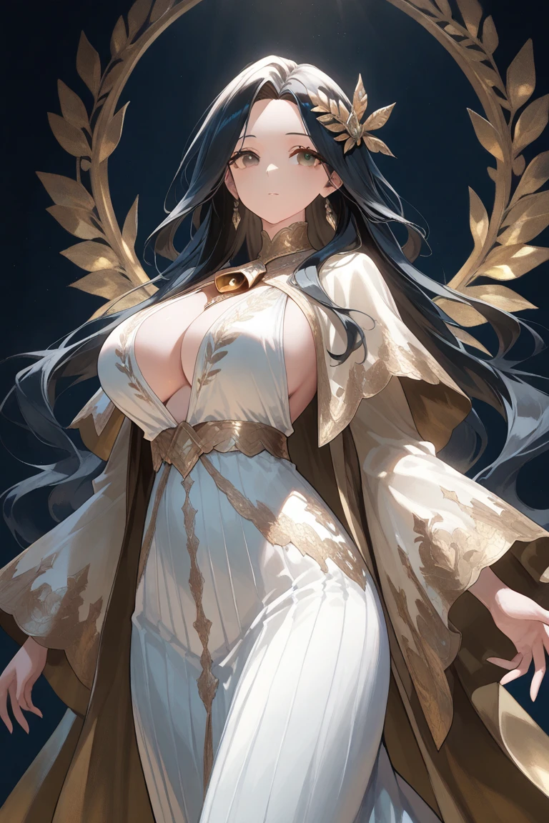 Gods，Long black hair，Starry Sky，universe，Sexy，Greek goddess，shine，Holiness