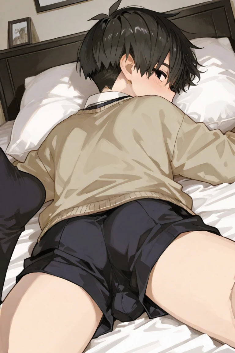 score_9, score_8_up, score_7_up, source_anime, highly detailed,skinny, slender, male focus,from side ,2looking at viewer,boys,glaring, penis, male focus,nude, sex, blush,ecstasy:1.3) ,(slut:1.2), nose blush, drooling,,open mouth, multiple boys, ass, sex from behind,  all fours,faceless male,motion lines, speed lines, trembling,male pubic hair, socks, doggy style, top-down bottom-up, sweat, from above,on bed,handa shinichi, brown hair, brown eyes,,Uncensored, 