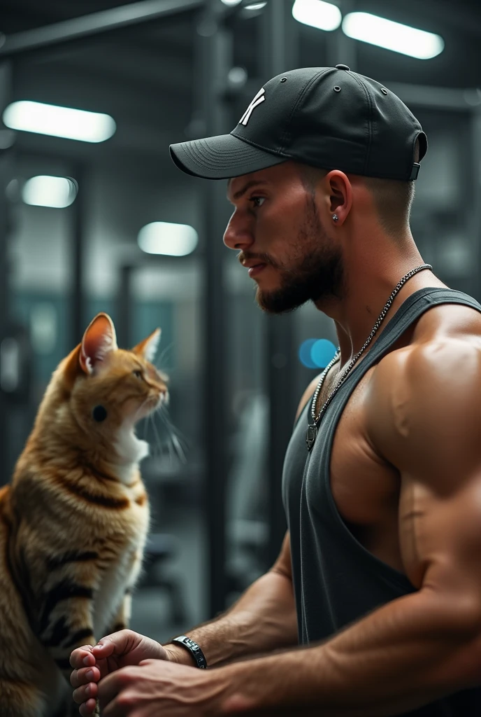 A muscle gym cat