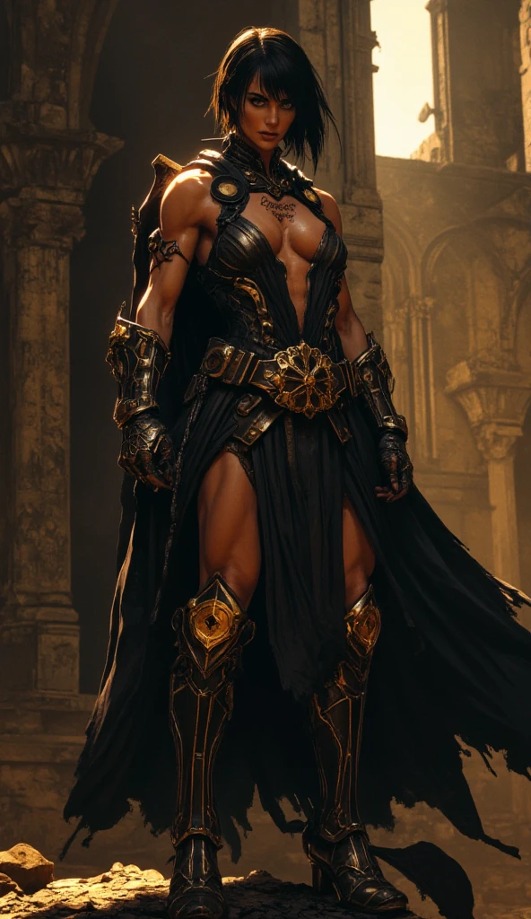 Asgard,Valkyrie,Senhora Cavaleiro,Anatomia correta,epic fantasy digital art,obra-prima,8k,high definition resolution,desenho detalhado,Qulidade Superior,, Epic composition, músculous body, tattoo on the muscular abdomen